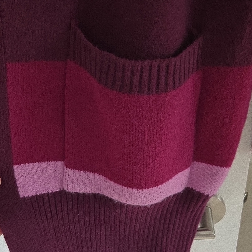 LuLaRoe Women's Peyton Cardigan - Deep Purple and Pinkish Stripes--XL - Picture 4 of 8